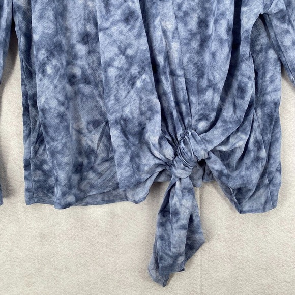 STUNNING Juicy Couture‎ Blouse Womens XXL Crepe Gauzy Front Knot Top Flowy 2XL - Picture 3 of 14